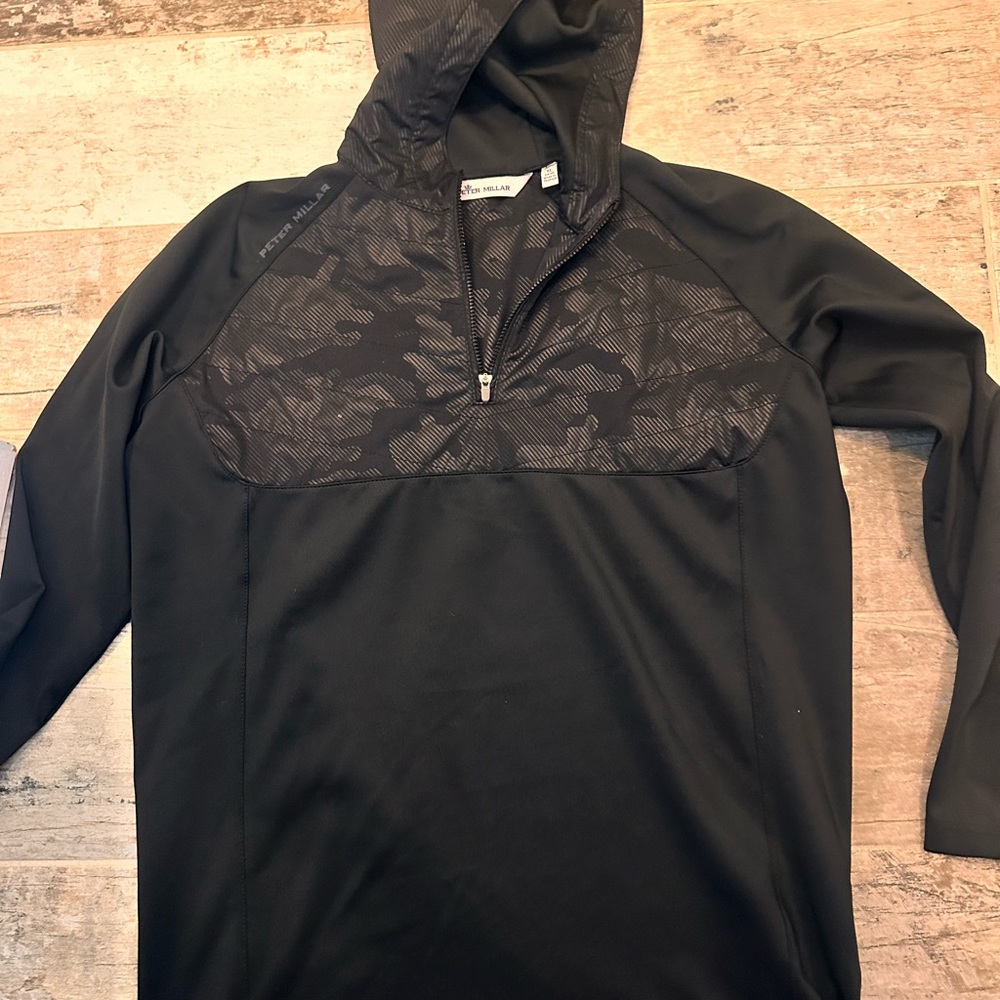 Youth Peter Millar Black Camouflage Quarter-Zip Jacket